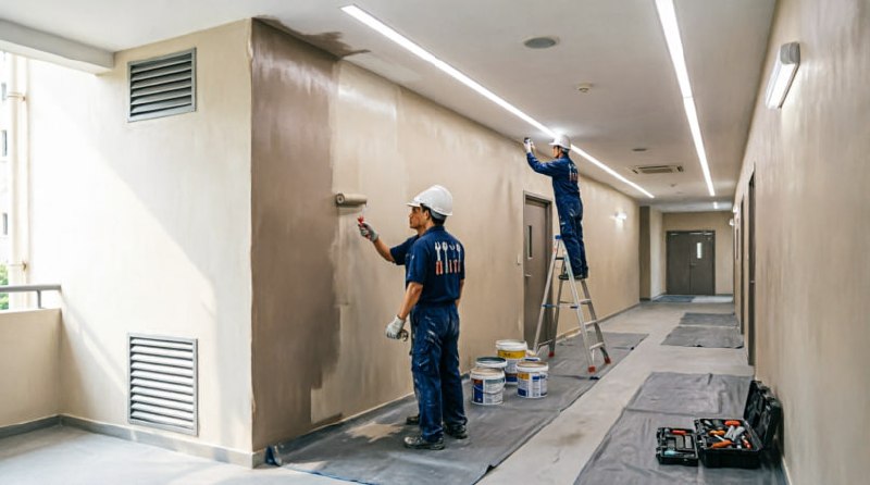 Commercial corridor painting in Singapore